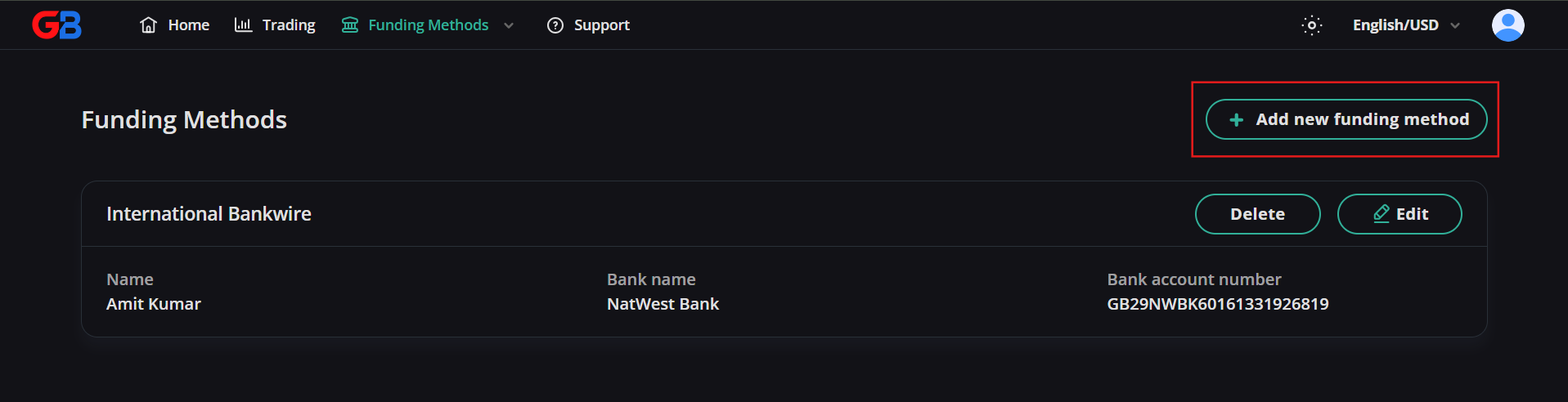 Click New wallet on the Wallet Overview page