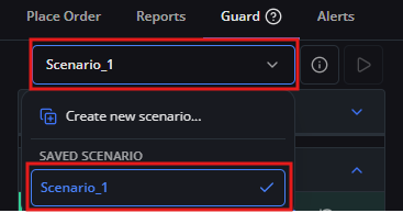 Checkmark showing active Scenario