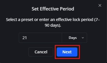 Review the effective lock period and click Next