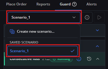 Running Scenario 1 selected in scenario selector