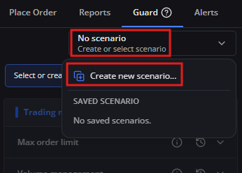 Create a new guard scenario from No Scenario
