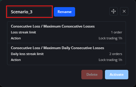 Enter the new scenario name