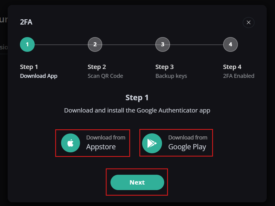 Install authenticator app prompt