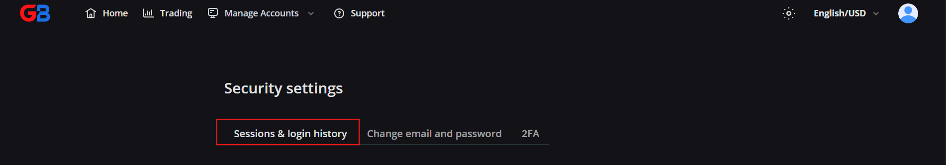 Open Security settings