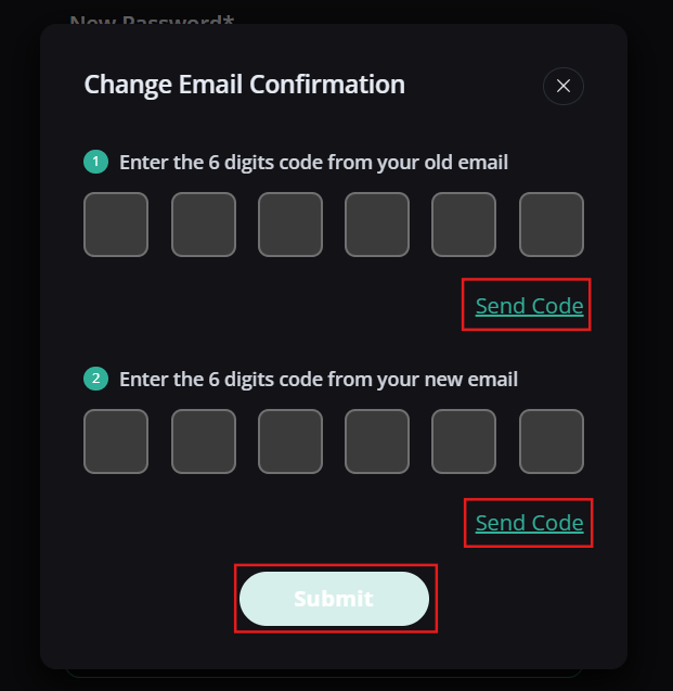Dual email verification codes prompt