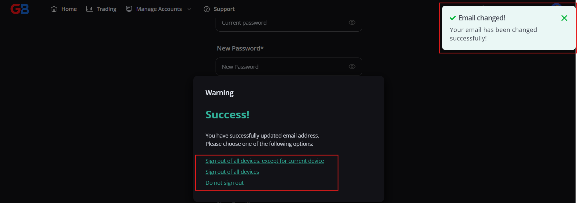 Session logout options dialog