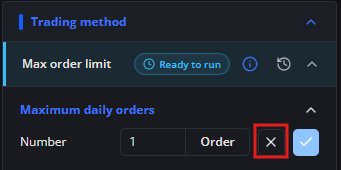 Click delete commitment icon