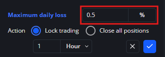 Change the maximum daily loss limit to 0.5 percent